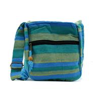 Large Nepal Sling Bag With Adjustable Strap - Green & Blue