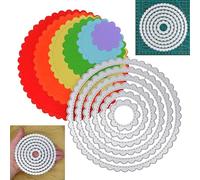 Large Nest of 6 Circle Scallop with Stitch Patterned Metal Cutting Dies, Round, Card Making, Scrapbooking, Stencils, Paper Crafts, I6