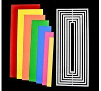 Large Nest of 7 Stitched Rectangle Metal Cutting Dies - Slim Frame Layering Set for Slimline & DL Card Making H6