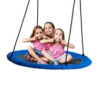 Large Nest Swing Seat with Rope Hanging Kit 110cm, Heavy-Duty 180kg Capacity, Padded Outdoor Garden Saucer, Basket Hanging Tree Swing Chair for Kids and Adults