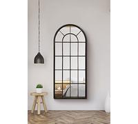 Large New Black Multi Panelled Arched Window Indoor and Outdoor Mirror 5ft3 x 2ft5 160cm x 75cm