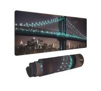 Large New York Manhattan Bridge Night Print Mouse Pad Office Desk Mat Keyboard pad for Gaming Office&Home,11.8 x 31.5 in