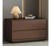 Large Nightstand Minimalist Side Table with 2 Drawers Solid Wood Nightstand for Bedroom No Assembly Required Dark Brown 50cm/19.69in