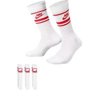 (Large) Nike Essential Crew Socks Men's Red White 3 Pairs