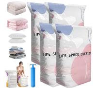 Large No-Pump 3D Vacuum Storage Bags 3-Sec Fast Compression, Press & Seal Roll-Up Compression Bags, Thickened Reusable Space Saver for Clothes, Duvets, Bedding & Travel (4L)