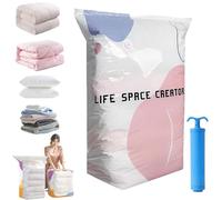 Large No-Pump 3D Vacuum Storage Bags 3-Sec Fast Compression, Press & Seal Roll-Up Compression Bags, Thickened Reusable Space Saver for Clothes, Duvets, Bedding & Travel (L)
