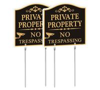 Large No Trespassing Signs Private Property, 12" x 12" CCTV IP Camera Video Surveillance Warning Metal Yard Signs, Rust Free Aluminum, Fade Resistant, UV Protected & Waterproof (2 Pack)