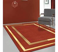 Large Non-Slip Area Rug Rectangle Carpet Fashion simple light luxury gold frame red solid color120x160cm (4'0''x5'2'')