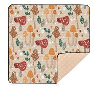 Large Non-Slip Baby Mat Indoor Outdoor Washable Tummy Activity Mat for Babies, Toddlers, Infants, Babies, 50"x50", Mushroom Pattern, Autumn,