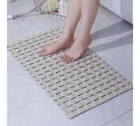 Large Non Slip Bath Mat for Tub, 70x40cm Extra Long Shower Mat Anti Mould Suction Cups and Drain Holes for Bathtub, the Shower Cubicle PVC Bath Mat, Striped Design Cut to Size, Khaki Striped