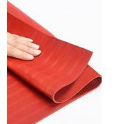 Large Non-Slip Rubber Exercise Mat for Gym, Kitchen & Garage - 5x3.3ft (1.5x1m), 0.2in Thick, Heavy-Duty Ilating Flooring Rolls, Multiple Sizes (Red)