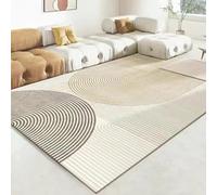 Large NonSlip Geometric Area Rug for Living Room & BedroomModern Brown & Cream Decorative Carpet Washable Rectangular 120x180 cm