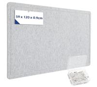 Large Notice Board, 120 x 59 cm, Felt Board, Decorative Felt Notice Board for the Wall, 0.9 cm Thick Cork Board Alternative for the Wall, Foldable Photo Display with Self-Adhesive Tape and Push Pins