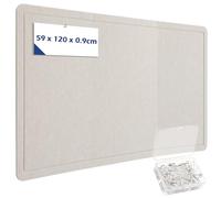 Large Notice Board, 120 x 59 cm, Felt Board, Decorative Felt Notice Board for the Wall, 0.9 cm Thick Cork Board Alternative for the Wall, Foldable Photo Display with Self-Adhesive Tape and Push Pins