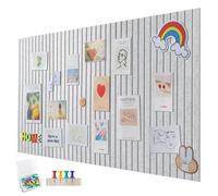 Large Notice Board 120 x 90 cm, Large Cork Board, Decorative Felt Cork Board, 0.9 cm Thick, Foldable Photo Board with Self-Adhesive Tape, Display Board
