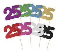 Large Number 25 Glitter Cake Topper (Black Glitter)