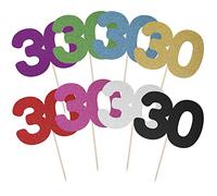 Large Number 30 Glitter Cake Topper (Black Glitter)