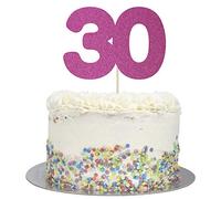 Large Number 30 Glitter Cake Topper (Hot Pink Glitter)
