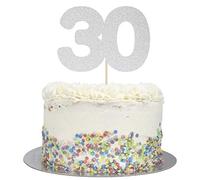 Large Number 30 Glitter Cake Topper (Silver Glitter)