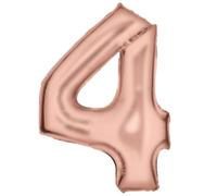 Large Number 4 Silk Lustre Rose Gold Foil Balloon N34 Packed 86 cm