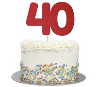 Large Number 40 Glitter Cake Topper (Red Glitter)