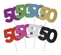 Large Number 50 Glitter Cake Topper (Black Glitter)