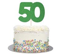 Large Number 50 Glitter Cake Topper (Green Glitter)