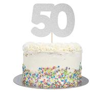 Large Number 50 Glitter Cake Topper (Silver Glitter)