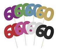 Large Number 60 Glitter Cake Topper (Black Glitter)