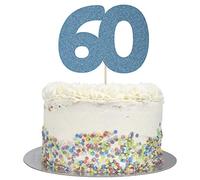 Large Number 60 Glitter Cake Topper (Blue Glitter)