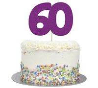 Large Number 60 Glitter Cake Topper (Purple Glitter)