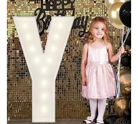 Large Number&Lettler Light Sign White With Decorative Foam Marquee Board 3ft Pre-cut For Party Birthday Celebration Anniversary Graduation(Y,100cm/3.3ft)