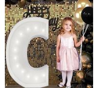 Large Number&Lettler Light Sign White With Decorative Foam Marquee Board 3ft Pre-cut For Party Birthday Celebration Anniversary Graduation(C,100cm/3.3ft)