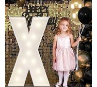 Large Number&Lettler Light Sign White With Decorative Foam Marquee Board 3ft Pre-cut For Party Birthday Celebration Anniversary Graduation(X,100cm/3.3ft)