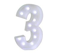 Large Number&Lettler Light Sign White With Decorative Foam Marquee Board 3ft Pre-cut For Party Birthday Celebration Anniversary Graduation(Number 3,100cm/3.3ft)