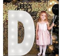Large Number&Lettler Light Sign White With Decorative Foam Marquee Board 3ft Pre-cut For Party Birthday Celebration Anniversary Graduation(D,100cm/3.3ft)