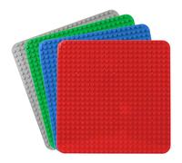 Large Number Plate Compatible with Lego Duplo - 38 x 38 cm Base Plate - Building Toy for Girls and Boys (4 Pieces, Red, Blue, Grey, Green)
