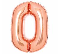 Large Metallic Number 0 Balloon, Rose Gold