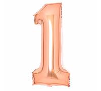 Large Metallic Number 1 Balloon, Rose Gold