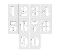 Large Number Stencils Reusable Numbers 0-9 on 10 Separate Sheets - Mylar Flexible (200mm)