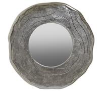 Large Oak Effect Silver Wall Mirror, Contemporary Round Wall Mirror for Living Room, Heavy Metal Art Mirror Interiors by Premier Silver One Size