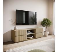 Large Oak Ribbed TV Stand with Storage - TV's up to 70 - Hazel