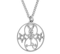 Large Occult Satanic Large Sigil of Lucifer and Lilith Pendant Charm with 21inch Chain and Grey Burlap Pouch