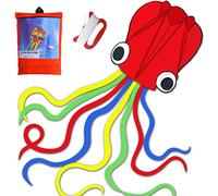 Large Octopus Kite for Kids and Adults, Easy Flyer Kites for Boys and Girls, Beach and Summer Outdoor Toy, kites for asults easy to fly (Red)