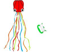Large Octopus Kites-1 Pcs Rainbow Mollusc Flying Octopus Kite for Kids and Adults,kites for adults Beach and Summer Outdoor Toy with 100 meters Flying Line and Spool, Nylon Kite for Beginners(Red)