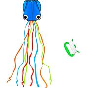 Large Octopus Kites-1 Pcs Rainbow Mollusc Flying Octopus Kite for Kids and Adults,kites for adults Beach and Summer Outdoor Toy with 100 meters Flying Line and Spool, Nylon Kite for Beginners(Blue)