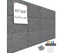 Large Office Cork Board Alternative - 47"x35"12 Pack Felt Wall Tiles Self-Adhesive Safe Removable No Damage for Wall Pin Board Tack Board Felt Cork Board for Walls or Office 48 x 36-Charcoal Grey