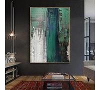 Large Office Decoration Paintings - Dark Green Abstract Oil Painting On Canvas Wall Art Artwork Home Living Room 80x120cm(32x47in) With Frame
