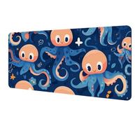 Large Office Desktop Mouse Pad, Cartoon Octopus Non-Slip Lightweight Computer Mouse Pad 35.2" x 15.7"