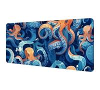 Large Office Desktop Mouse Pad, Cartoon Octopus Non-Slip Lightweight Computer Mouse Pad 35.2" x 15.7"